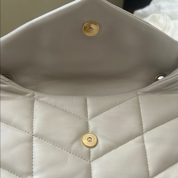 Saint Laurent Cream Quilted Loulou Toy Puffer Crossbody with Gold Hardware - Picture 6 of 11
